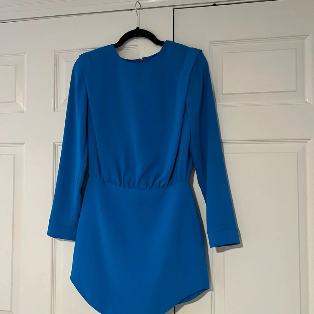 Amanda Uprichard Cobalt Blue Long-Sleeve Mini Dress - Picture 1 of 3